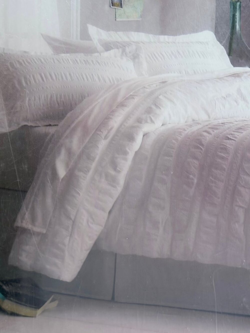 NEW Threshold 3-pc QUEEN Size White Cotton Comforter Set (includes 2 shams)